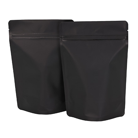 7 x 11 <span class='fraction'>1/2</span> x 4", Black - Matte Stand-Up Barrier Pouches
